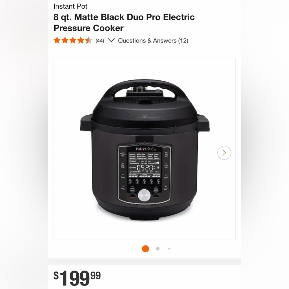 Instant Pot Matte Black Duo Pro Electric Pressure Cooker